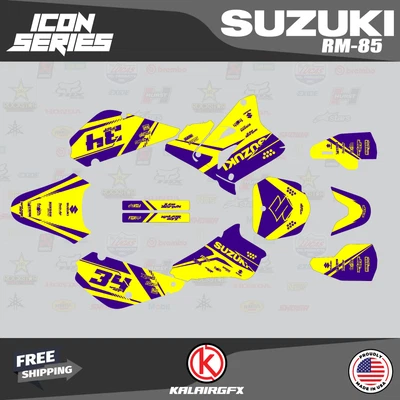 $49.99 • Buy Graphics Decal Kit For Suzuki RM85 (2001-2023) RM 85  Icon Series - Purple