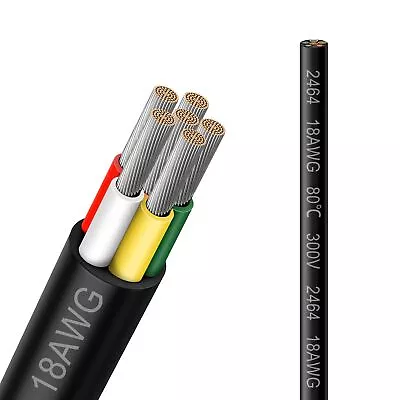 18 Gauge 6 Conductor Electrical Wire 16.5FT Black PVC Stranded Tinned Copper • $26.21