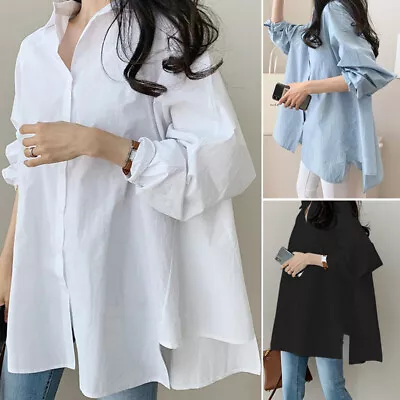£12.87 • Buy Womens Formal Long Sleeve Collar Button Up Shirt A Line Tops Casual Loose Blouse
