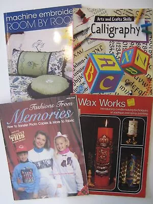 4 Craft Books Calligraphy Candlemaking Machine Embroidery Transfer Photo Fabric • $6.48
