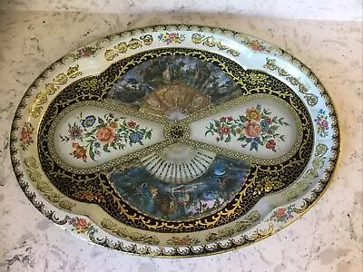 Daher Decorated Ware 1971 Floral Tin Tray Oval 20 X15  Platter Made In England • $21.95