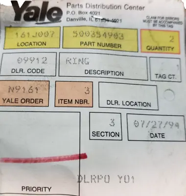 YALE HYSTER 500354903 SEAL U-SEAL Packing Cylinder Lift Parts Mfg Co Inc • $19.99