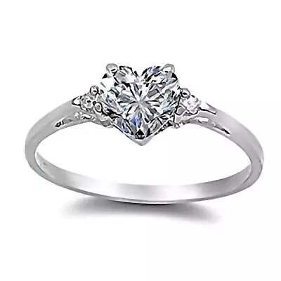 Sterling Silver 0.81ct Heart Cut Ice On Fire CZ Promise Friendship Ring Cassie • $17.49