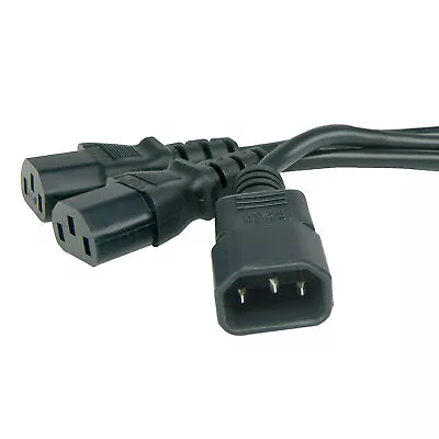 IEC Mains Splitter Cable C14 Plug To 2 X C13 Socket Y Lead 1m (50cm+50cm) • £8.25