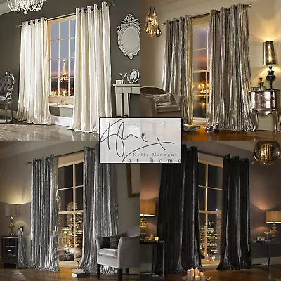 £108.99 • Buy Kylie Minogue Designer ILIANA Velvet Velour Eyelet Top Ring Top Curtains Pair
