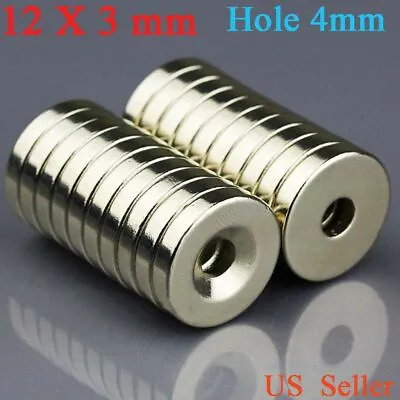 25/50/100x Strong Countersunk Ring Magnet 1/2 X1/8 Rare Earth Neodymium 4mm Hole • $6.29