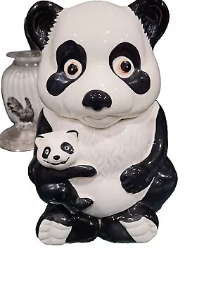 VINTAGE PANDA BEAR And BABY BEAR COOKIE JAR • $50