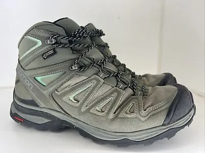 Salomon X Ultra 3 MID GTX Women Sz 10.5 Run Hiking Outdoor Camp Green Waterproof • £57.34