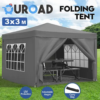 $125.90 • Buy Gazebo Marquee 3x3m Tent Pop Up Outdoor Camping Canopy Wedding Party  W/Sidewall