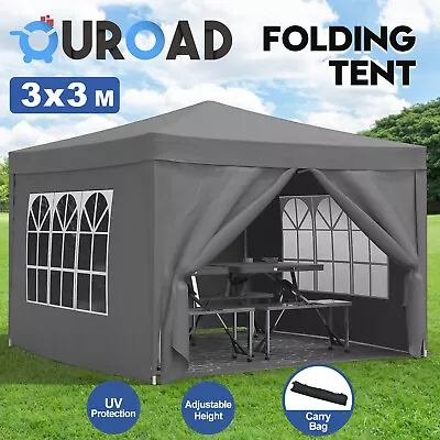 $127.90 • Buy Gazebo Marquee 3x3m Tent Pop Up Outdoor Camping Canopy Wedding Party  W/Sidewall