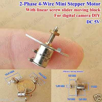 DC 5V 2 Phase 4 Wire Mini Stepper Motor Linear Screw Slider Moving Block Nut DIY • $1.55