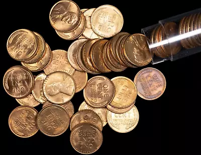 1940-1958 PDS Lincoln Wheat Penny Roll Of 50 Coins ALL AU/UNC Mixed 40's & 50's! • $19.95