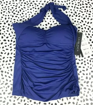 La Blanca Women's Multi Way Tankini Tank Swim Suit Top Blue Convertible Sz 4 New • $27.99