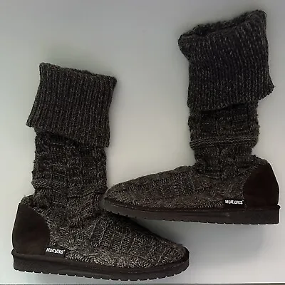 MukLuks Winter Snow Boots Womens 9 Black Faux Suede Mid Calf Round Fur Trim • $38
