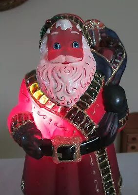 Merck Old World Very Merry Father Christmas Glass Santa Light • $79.50