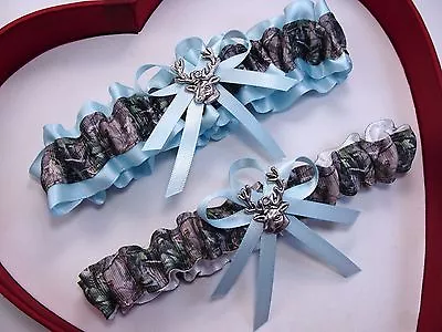 NEW Mossy Oak Camouflage Camo Light Blue White Wedding Garter Prom Deer Hunting • $13.46