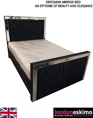 £690 • Buy Luxury Mirror Upholstered Bed With Mattress 4FT6 Double 5FT King 6FT Super King