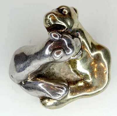 Vintage YAACOV HELLER Signed STERLING SILVER & Gilt 3-D PANTHER CAT Brooch Pin • $124.95