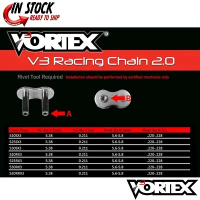 Yamaha YZF-R6 06-18 Vortex 520 Chain And Sprocket Kit 15-47 Tooth CKG6311 • $208.21