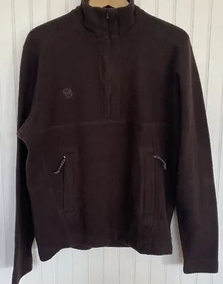 Mountain Hardwear Wool Sweater Fleece Mens Brown 1/4 Zip Pullover Logo Medium • $24