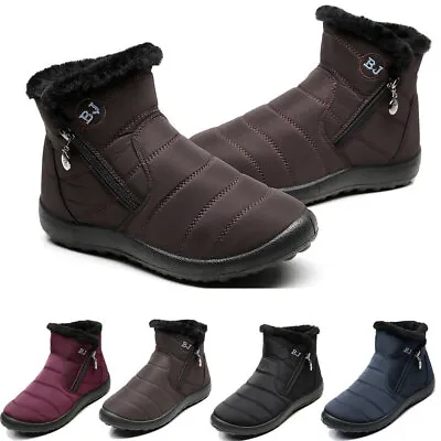 Women Ankle Waterproof Winter Snow Boots Ladies Fur Lined Ski Shoes Thermal Warm • $29.99