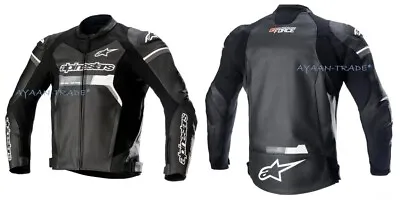 Alpinestars GP FORCE Black/White Leather Motorcycle Hand Made Men's Jacket • $217.40