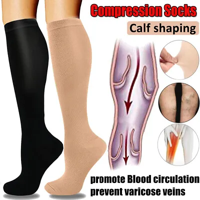 1-2Set Unisex Medical Compression Socks Varicose Veins Calf Leg Support Stocking • £4.58