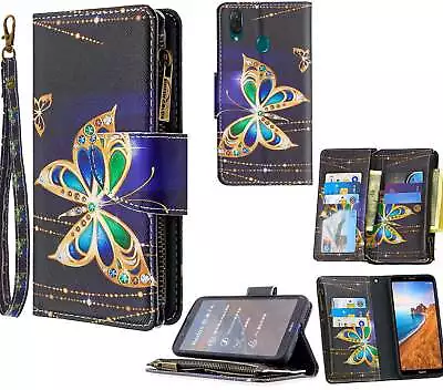 Zte Blade V10 Vita Fashion Printed Case Triple Wallet 9 Cards Zip Pocket • $13.50