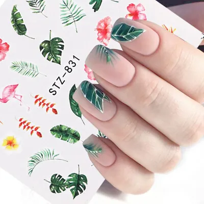 Nail Art Water Decals Stickers Transfers Summer Palm Trees Leaf Manicure Decor • $1.01