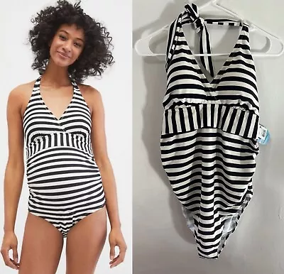 NEW Motherhood Maternity Halter Style Size Large One-Piece UPF 50+ Swimsuit MED • $21.99