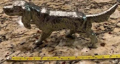 Vintage 6” Metal English Setter Pointer Dog Silver Hollow Metal Vtg Figurine • $23.95