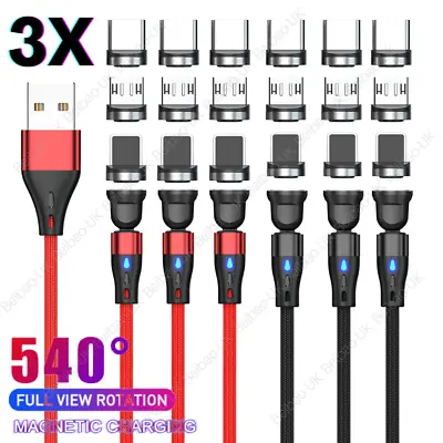 180+360° Rotate Magnetic Phone Cable Micro USB Type C Charger For IPhone Samsung • $16.83