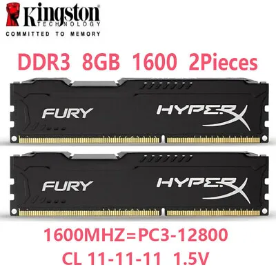 HyperX FURY DDR3 16GB 2x8GB 1600MHz PC3-12800 Desktop RAM Memory DIMM 240pin • £24.60