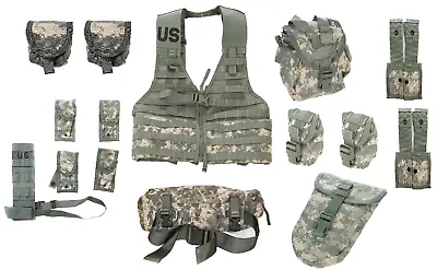 US Army Ucp Acu Molle Rifleman Fighting Load Carrier Flc Vest Set 16 Pieces • $106.47
