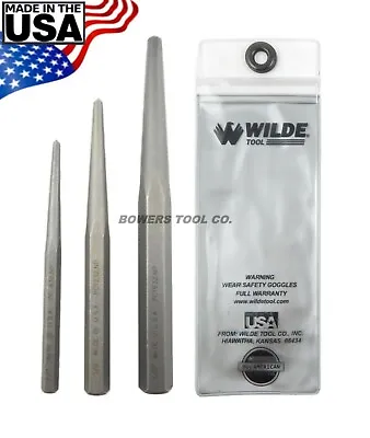 $16.79 • Buy Wilde Tool 3pc Center Pin Punch Set 1/4, 3/8, And 1/2 Stock Sizes MADE IN USA