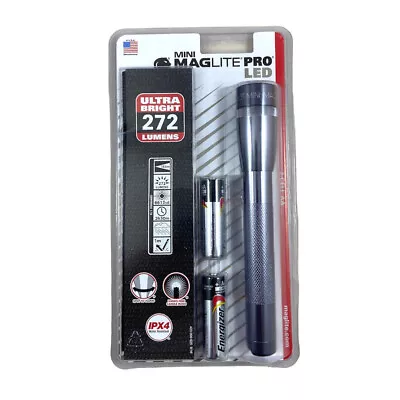 Mini Maglite Pro LED Gray SP2P09H 2-Cell AA Flashlight With Holster 272 Lumens • $37.99