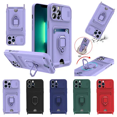 $10.69 • Buy For IPhone 13 Pro Max 12 11 XS SE3 7 8 Shockproof Case Card Holder Stand Cover
