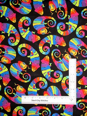 Chameleon Lizard Multi Color Fabric Cotton Timeless Treasures CD1487 By Yard • $10.17