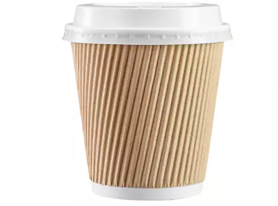 50 Takeaway Paper Hot Coffee Cups With Lids And Mixer 50 Sets - 10 Oz. - 300 Ml • £18