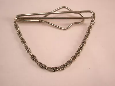 2-1/2  Prince Of Wales Chain Link Silver Tone Pendant Vintage Tie Bar Clip • $27.49