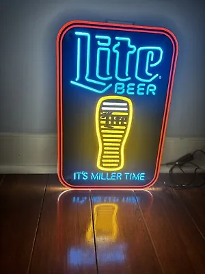 MILLER LITE LED SIGN MOTION GLASS EMPTYING ITS MILLER TIME 17  NEW Box Rare • $199.80