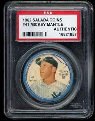 1962 Salada Coins #41 Mickey Mantle Rev 200 PSA 0 Auth Yankees  (1857) • $80