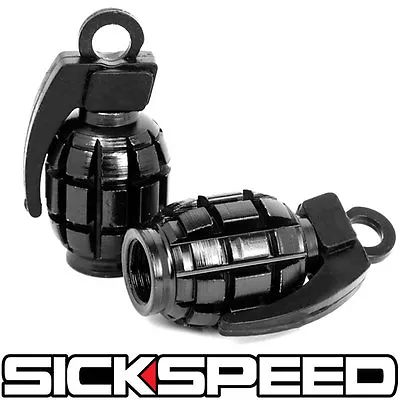 $9.88 • Buy 2 Black Anodized Grenade Valve Stem Cap Kit/set For Motorcycle Tires M1