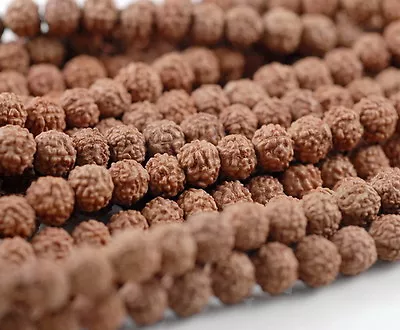 7mm Natural Rudraksha Bodhi Seed Mala Meditation 108 Beads Red Brown Round 30  • $9.59