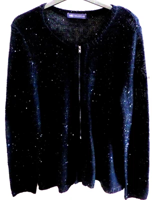 £8.50 • Buy M & S Collection, Black Zip Up Cardigan With Sequins, 16, Cotton Blend,boho,vgc
