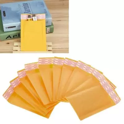 10pcs Yellow Kraft Bubble Mailers Padded Envelopes B4 Bags Shipping R0 Self H3Q7 • $8.33