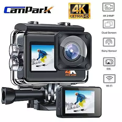 Campark 4K Action Camera WIFI 24MP IP66 EIS Dual Screen Underwater Camera AU • $99.99