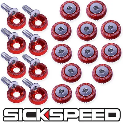 Red 40 Pc Billet Aluminum Fender/bumper Washer/bolt Engine Bay Dress Up P4 • $39.88