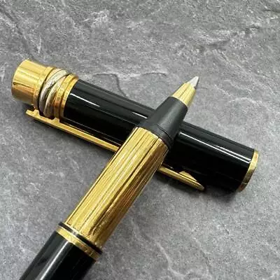 H257 Good Cartier Ballpoint Pen Must De Trinity Black Gold 119 • $392.85