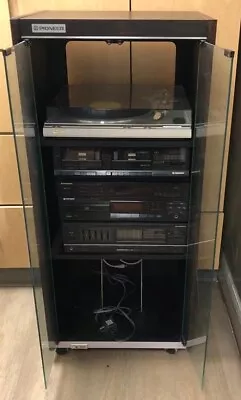 Vintage 1980's Pioneer 5 Component Mobile Home Stereo Glass Cabinet System! • $350